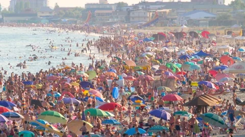 People having rest during seaside vacation. Concept of sea, sun, beach, rest Stock Footage 155058893