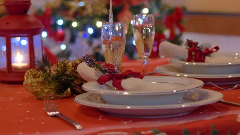 People having a toast while celebrating christmas at home Stock Footage 144116125