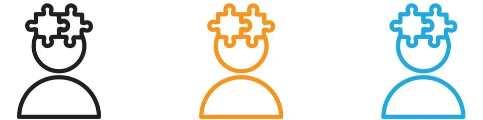 People head with puzzles icon vector logo set collection for web app ui イラスト素材