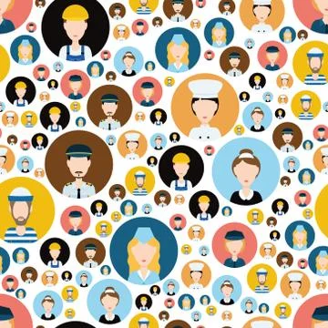 People head seamless pattern Stock Illustration