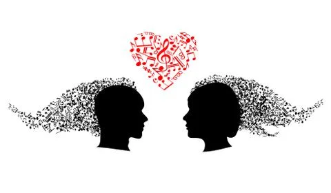People heads with musical notes Stock Illustration