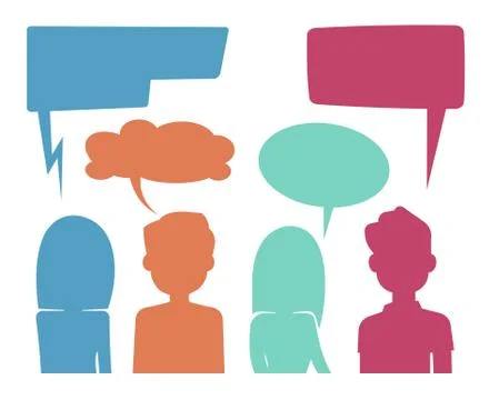 People heads with speech bubbles. Feedback and forum discussion vector concept 스톡 일러스트