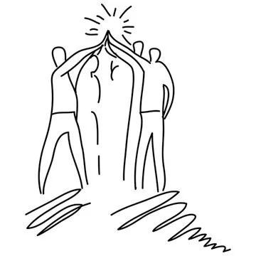 People high five each other in celebration or teamwork Stock Illustration