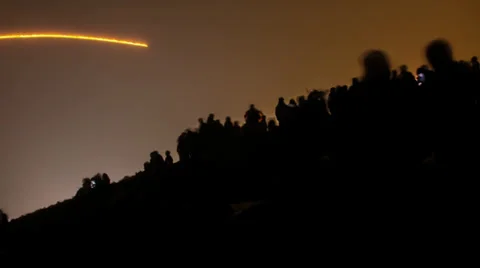 People on a hill NYE TIme Lapse Stock Footage 36666955