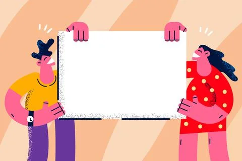 People hold empty copy space board Illustrazione stock