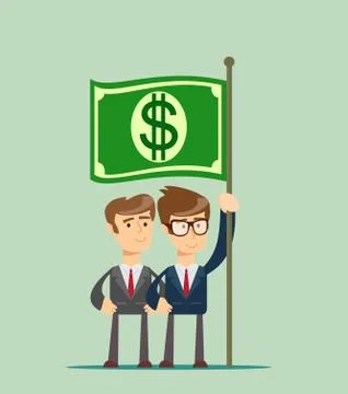 People hold fluttering dollar vector Stock Illustration