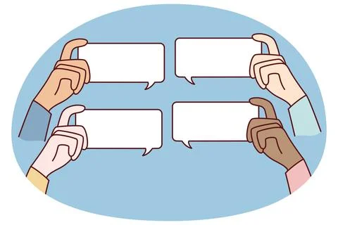 People hold mockup message bubbles Stock Illustration