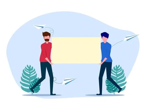 People holding blank placards. Presenting or expressing an idea. Space to ent Stock Illustration