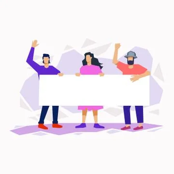 People holding blank poster vector illustration concept Stock Illustration