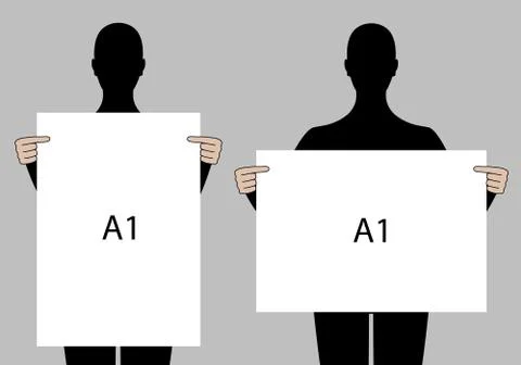 People holding blank posters, vector set Stock-Illustration