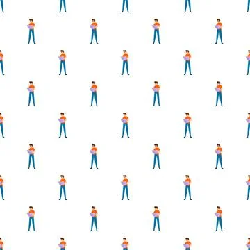 People holding books seamless pattern for education Illustrazione stock