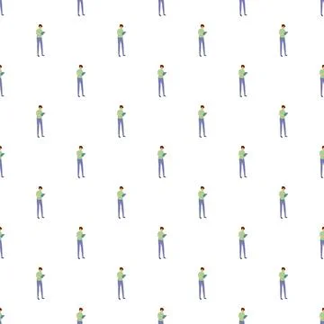 People holding tablets using digital technology seamless pattern Illustrazione stock