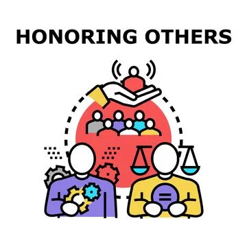 People honoring others, valuing equality, and collaboration principles Stock Illustration