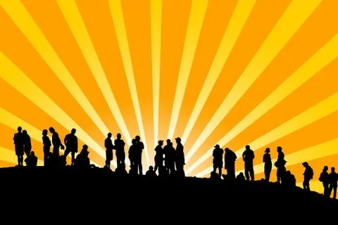 People on the horizont Stock Illustration