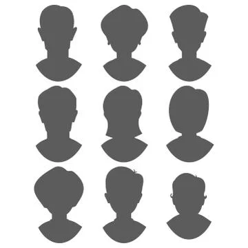People horror faces vector silhouette extremely surprised young shock portrait Stock Illustration