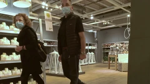 People at House Decoration Store While Wearing a Mask During Covid-19 Pandemic Stock Footage 140926004