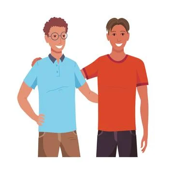 People hugging together with isolated compositions of doodle people embracing Stock Illustration