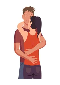 People hugging together with isolated compositions of doodle people embracing Stock Illustration