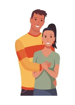 People hugging together with isolated compositions of doodle people embracing Stock Illustration