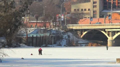 People on ice Stock Footage 10717473