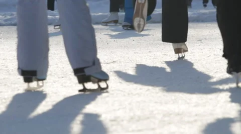 People on the ice skates Stock Footage 45603661