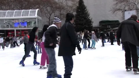 People Ice Skating Stock Footage