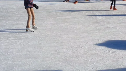People Ice Skating on a ice rink Stock Footage 269832453
