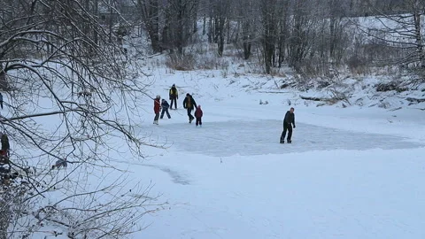 People ice skating in winter Stock Footage 147439448