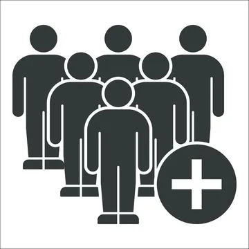 People Icon with Addition Symbol Stock Illustration