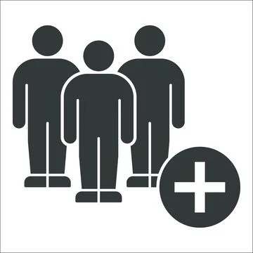 People Icon with Addition Symbol Stock Illustration
