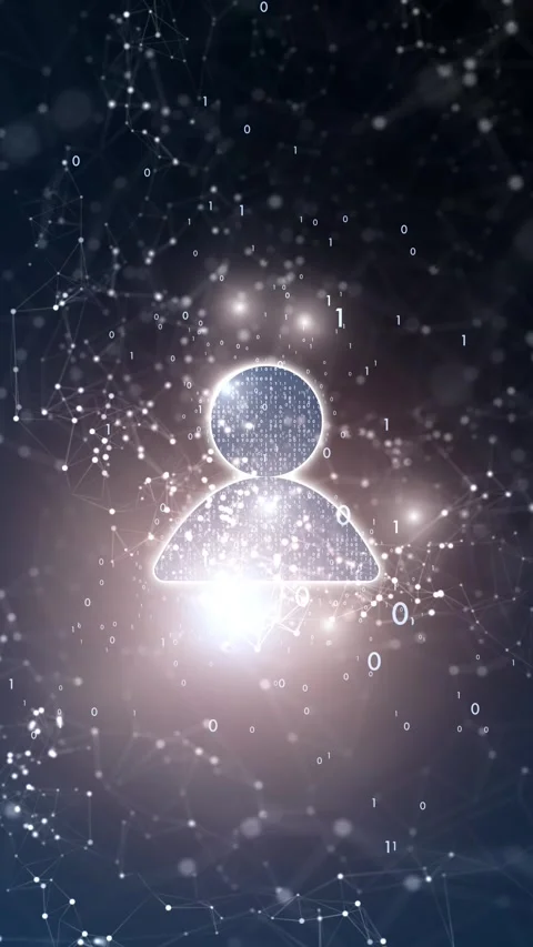 People icon with binary numbers dots and lines loop vertical background Stock Footage 346391395