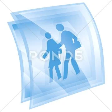 People icon blue square, isolated on white background Stock Illustration