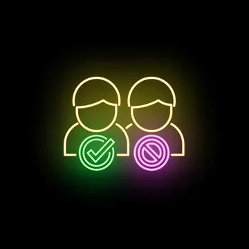 People icon with check mark and no entry signs Stock Illustration