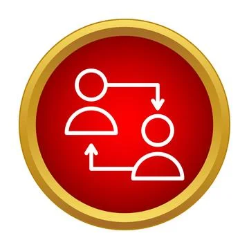 People icon exchanging information on red button concept Stock Illustration