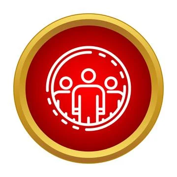 People icon inside red circle button Stock Illustration