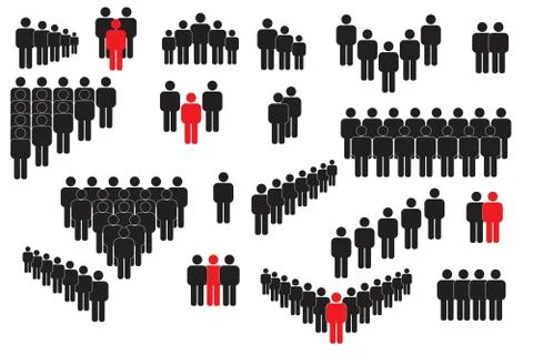People icon set in flat style for infographic website design or logo. Stock Illustration