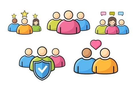 People Icon Set 库存插图
