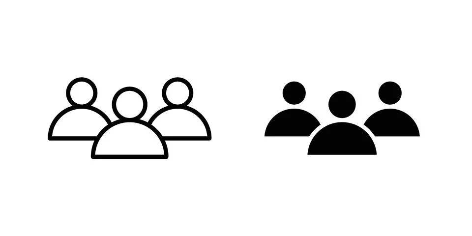 People icon vector concepts, line and silhouette style Stock Illustration