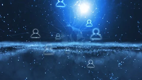 People icons in digital wavy technology network cyberspace Stock Footage 340236388