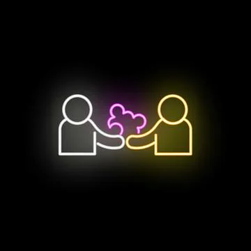 People icons exchanging abstract shape neon symbol Stock Illustration