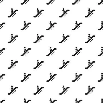 People icons moving up on escalator pattern Stock Illustration