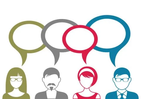 People icons with speech bubbles Illustrazione stock