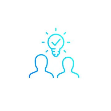 People with idea vector line icon Stock Illustration