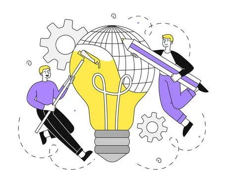 People with idea vector linear Stock-Illustration