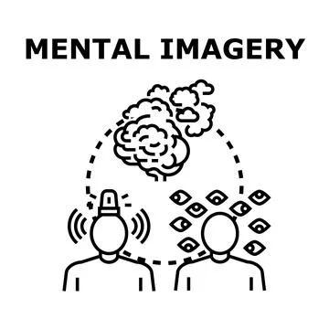 People imagining and visualizing mental imagery concepts Stock Illustration