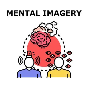 People imagining and visualizing mental imagery concepts Stock Illustration