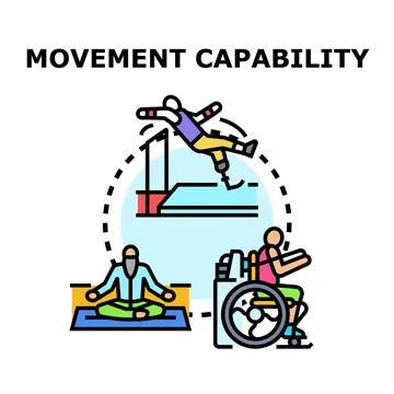 People improving movement capability through exercise and mindfulness Ilustração Stock