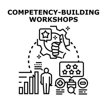 People improving skills attending competency building workshops Ilustración de archivo