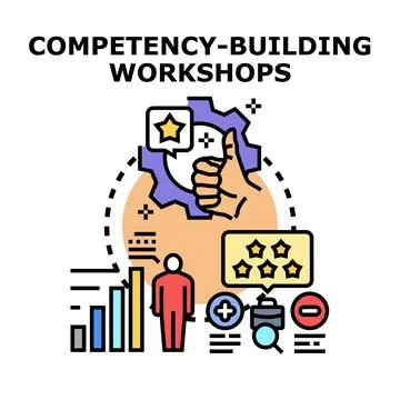People improving skills attending competency building workshops Ilustración de archivo