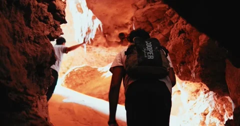 People inside a cave Video stock 214524321